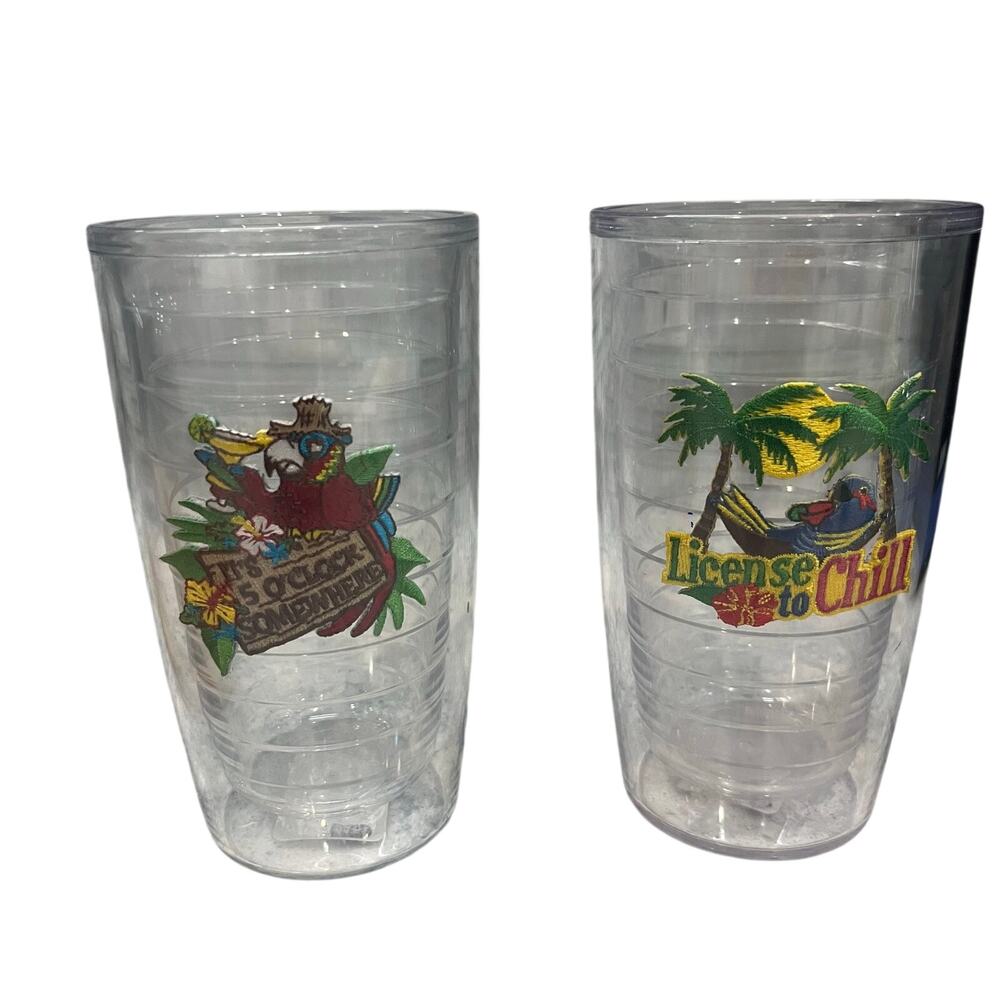 Lot of 2 Tervis Tumbler Margaritaville 16oz Cups 5 O'Clock License to Chill